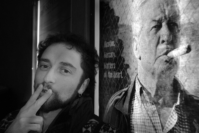 Director Chico Pereira and poster of PABLO'S WINTER